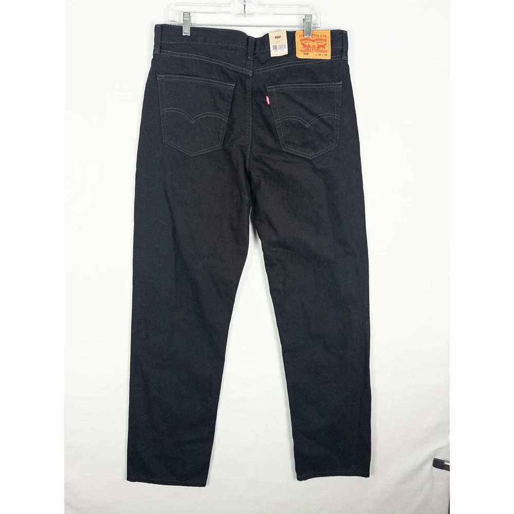 NWT Levi's 550 Relaxed Fit Jeans Mens 35x34 Black Denim Streetwear Classic